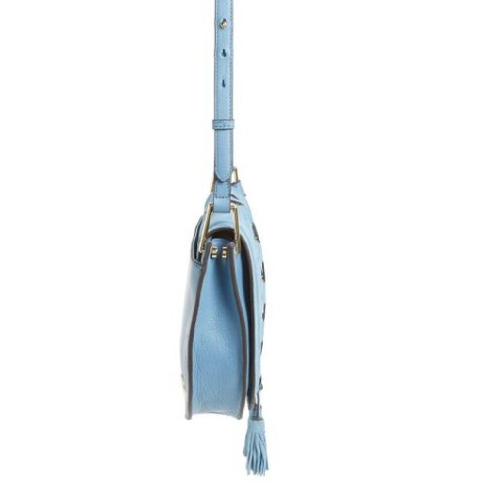 Vince Camuto “Ancel Suede Crossbody Bag” Icy Blue Boho Saddle Bag - Picture 12 of 14